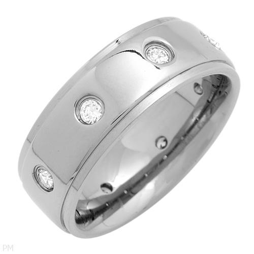 HIGH QUALITY .40CT CZ TITANIUM BAND RING-SZ8